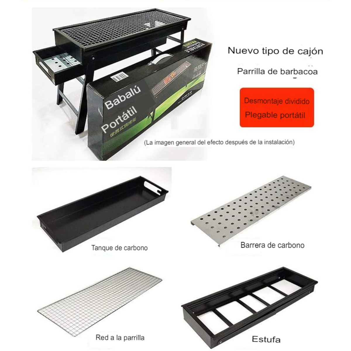 Parrilla Parrillera Para Asado Plegable Portatil Xl 60x22x33