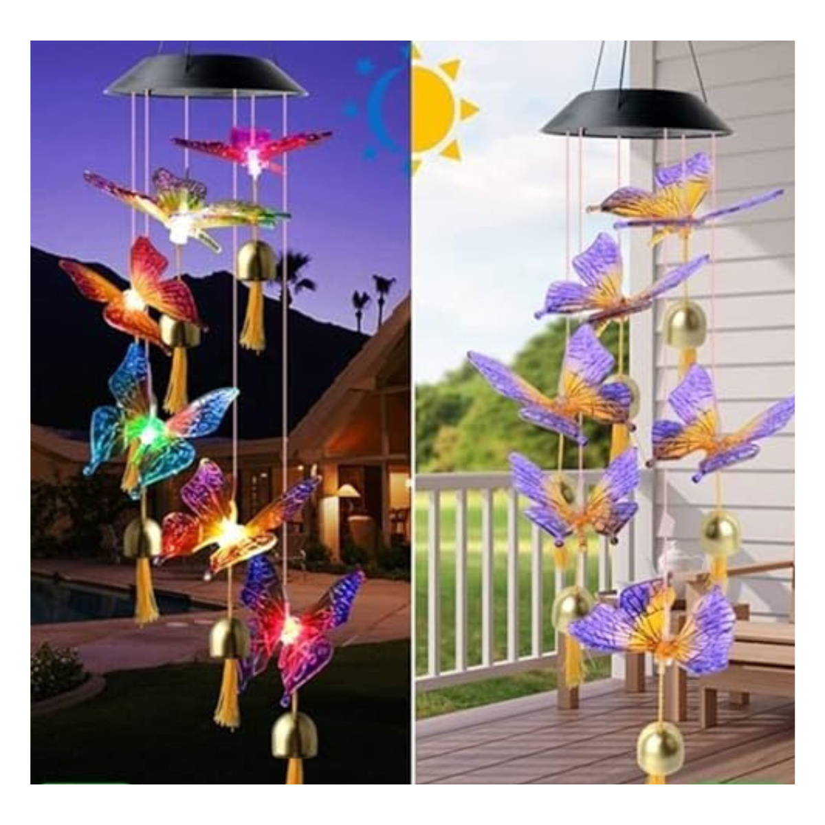 Campana de Viento Mariposa Luces LED