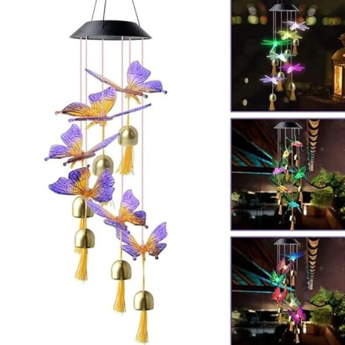 Campana de Viento Mariposa Luces LED