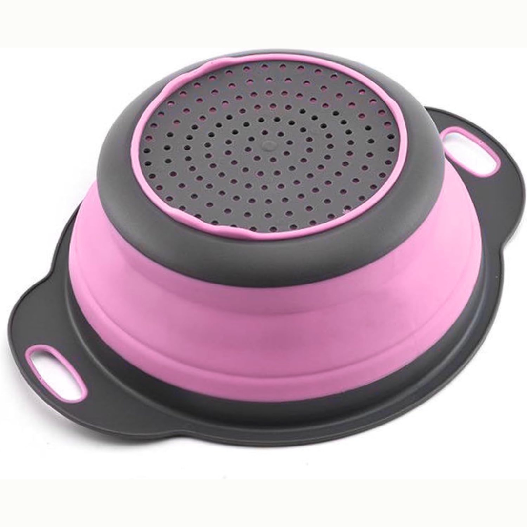 Colador Rosa Plegable + Cesta