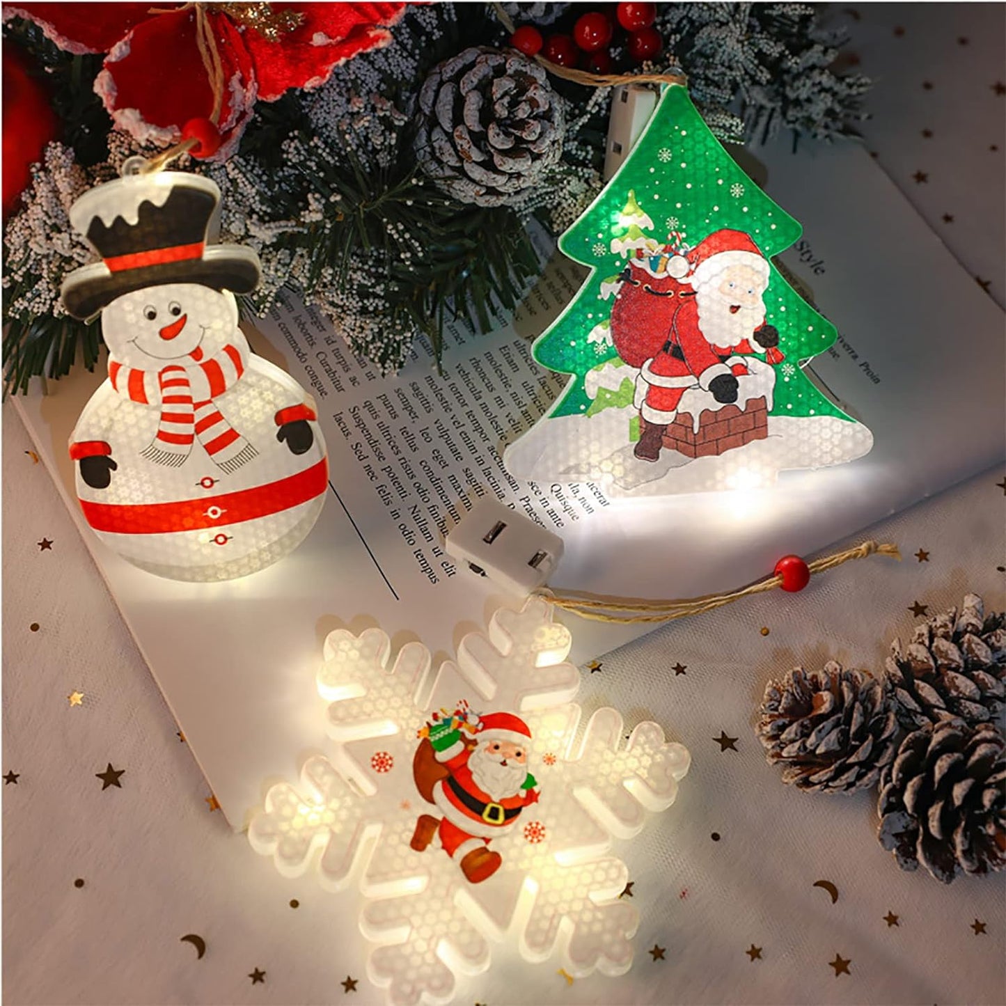 Luces LED 6 Figuras de Navidad