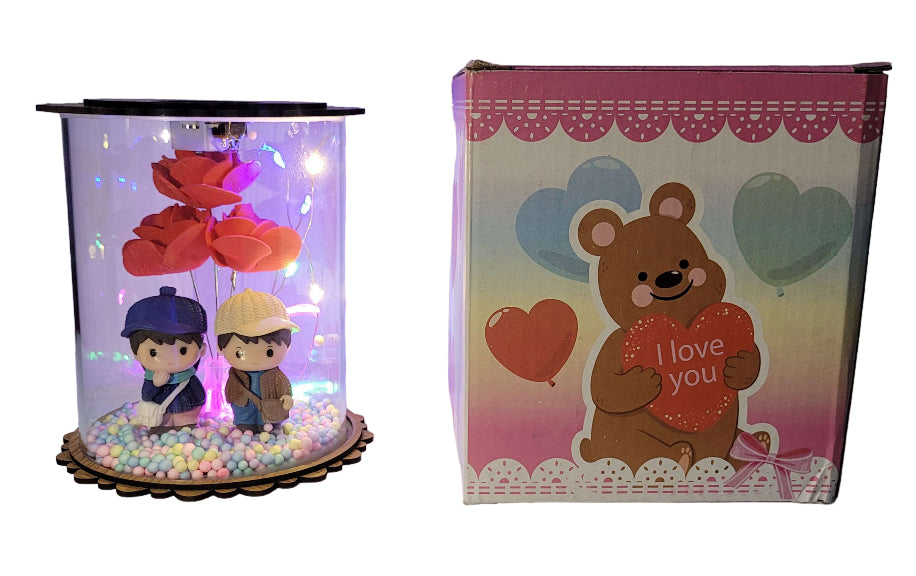 Lámpara Rosa Pareja Enamorados Luz LED