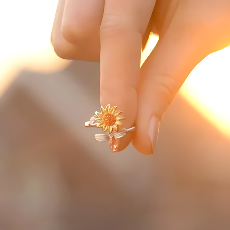 Anillo Abeja Giratorio Girasol