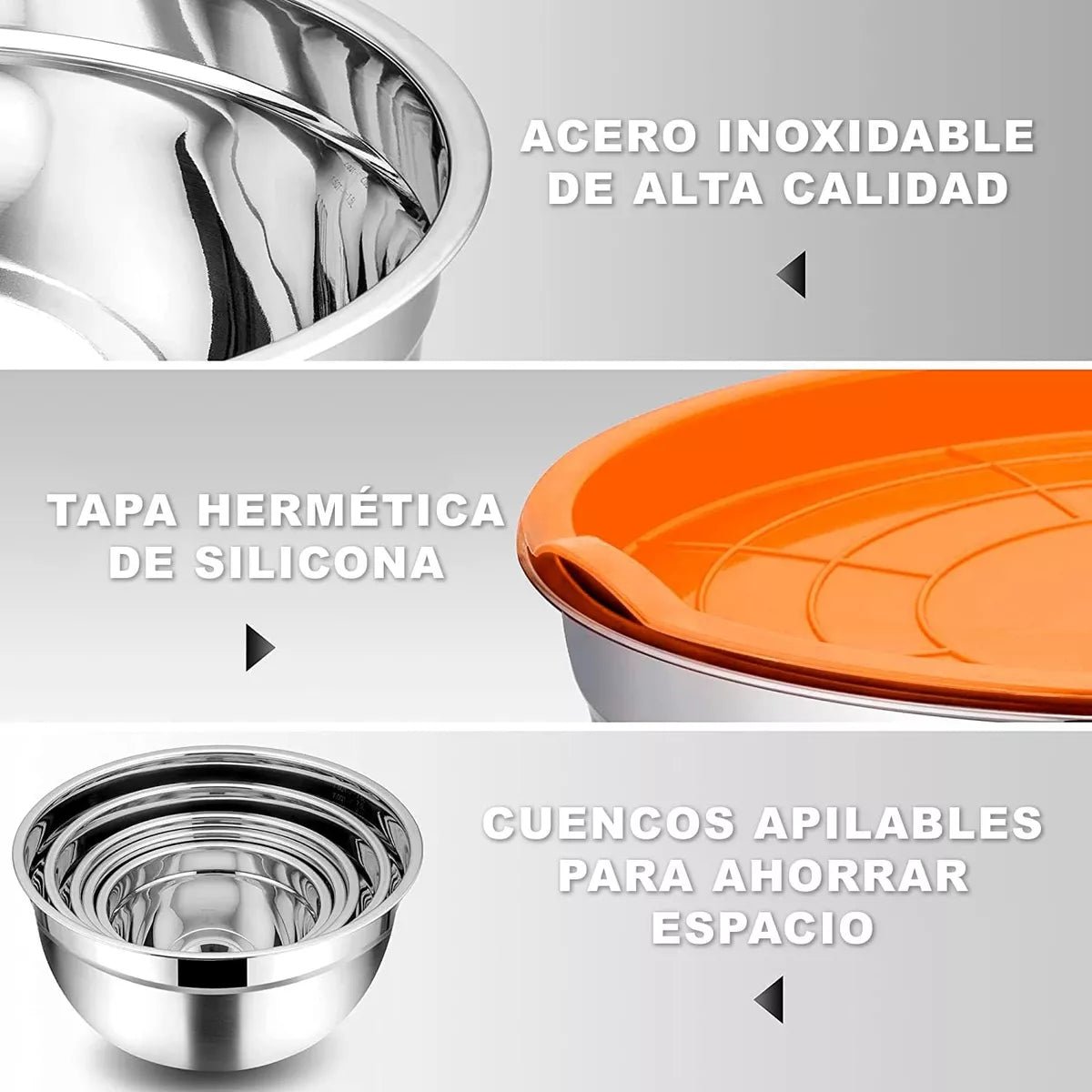 Set 7 Bowls De Cocina Acero Inoxidable