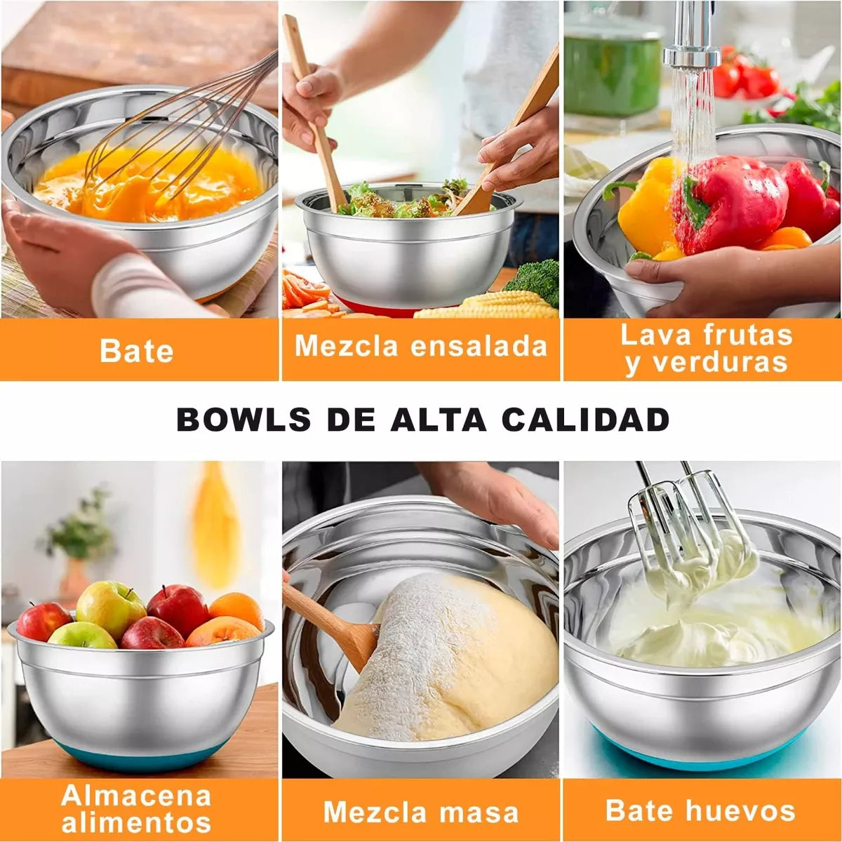 Set 7 Bowls De Cocina Acero Inoxidable