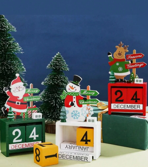 Calendario Navideño en Madera Decoración