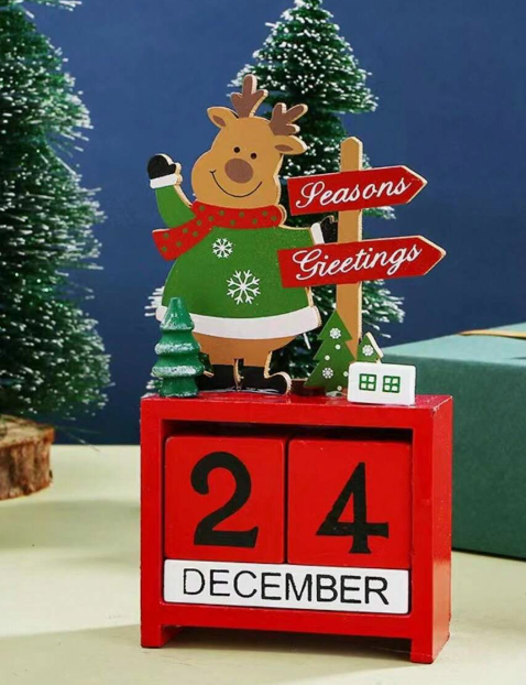 Calendario Navideño en Madera Decoración