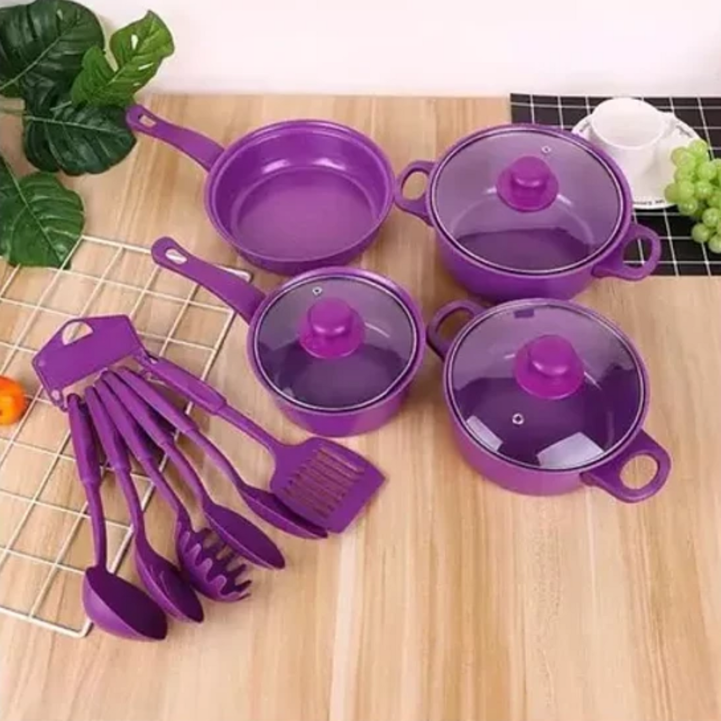 Set Juego Ollas Cocina Antiadherente 14 Piezas