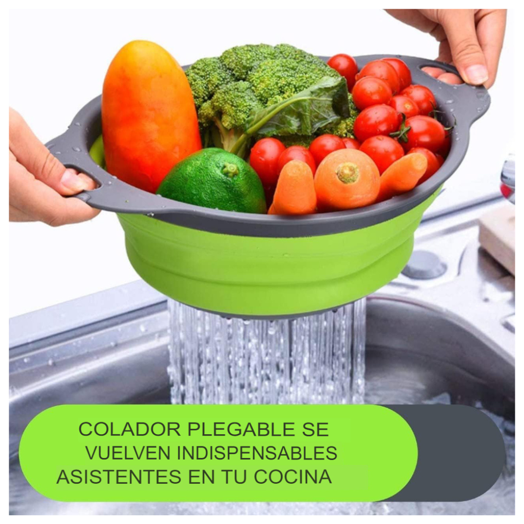 Colador Verde Plegable + Cesta