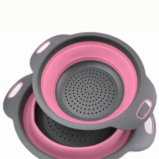 Colador Rosa Plegable + Cesta