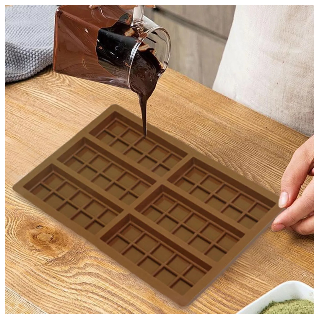 Moldes 6 Espacios Cuadraditos Chocolate