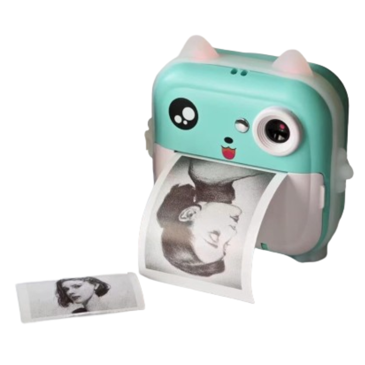 Mini Impresora+Camara Gatito Turquesa