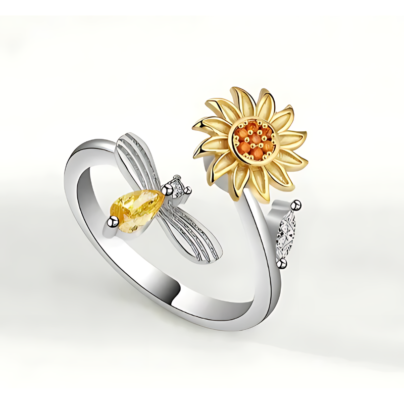 Anillo Abeja Giratorio Girasol