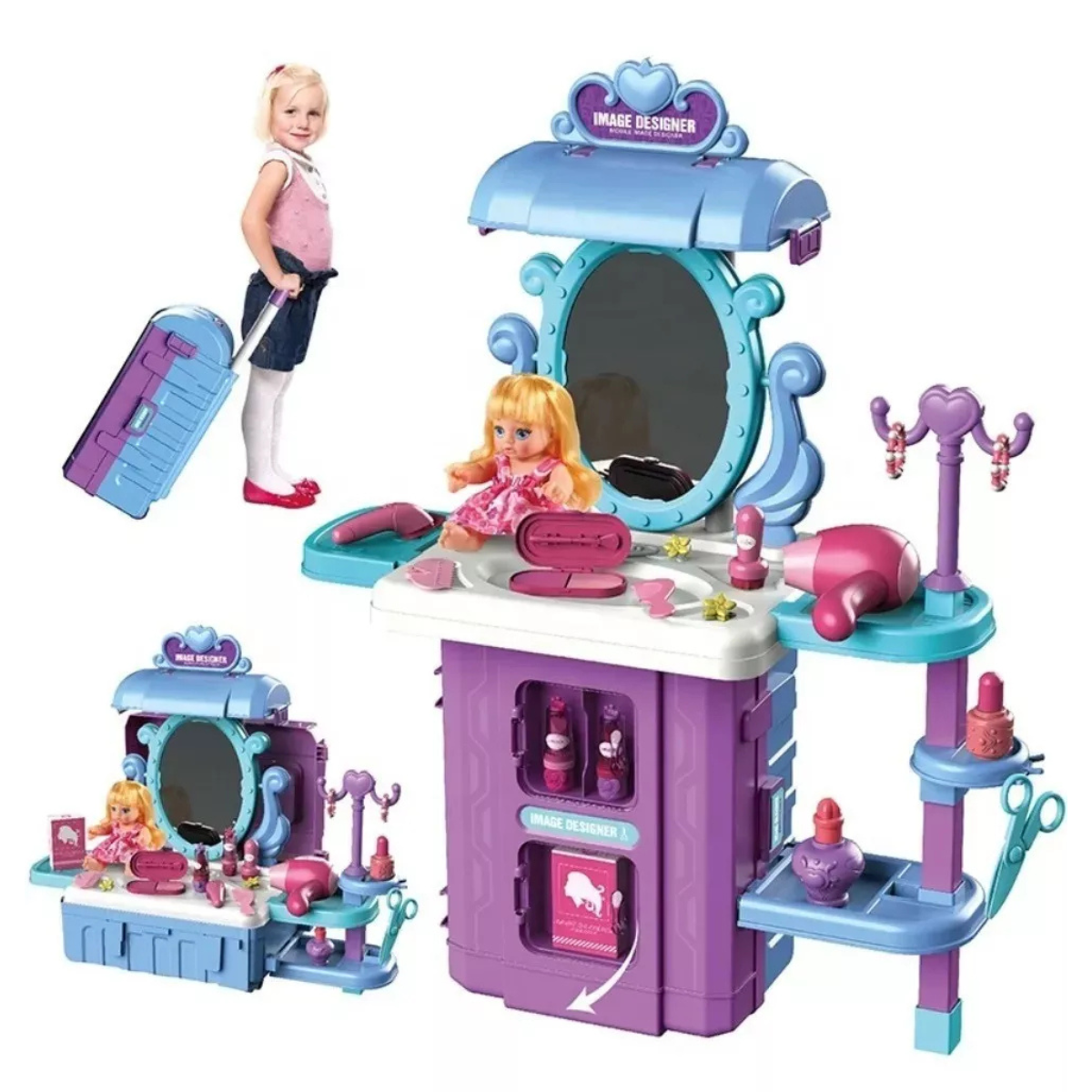 Maleta Juguete 2 en 1 Mesa Maquilladora