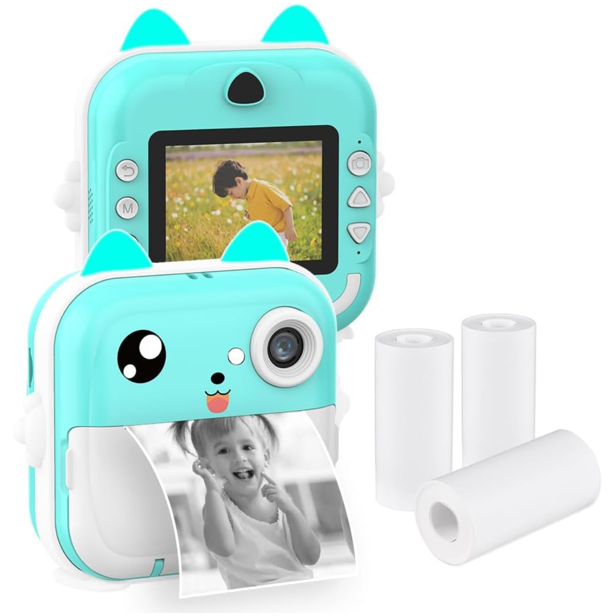 Mini Impresora+Camara Gatito Turquesa