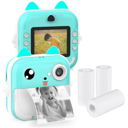 Mini Impresora+Camara Gatito Turquesa