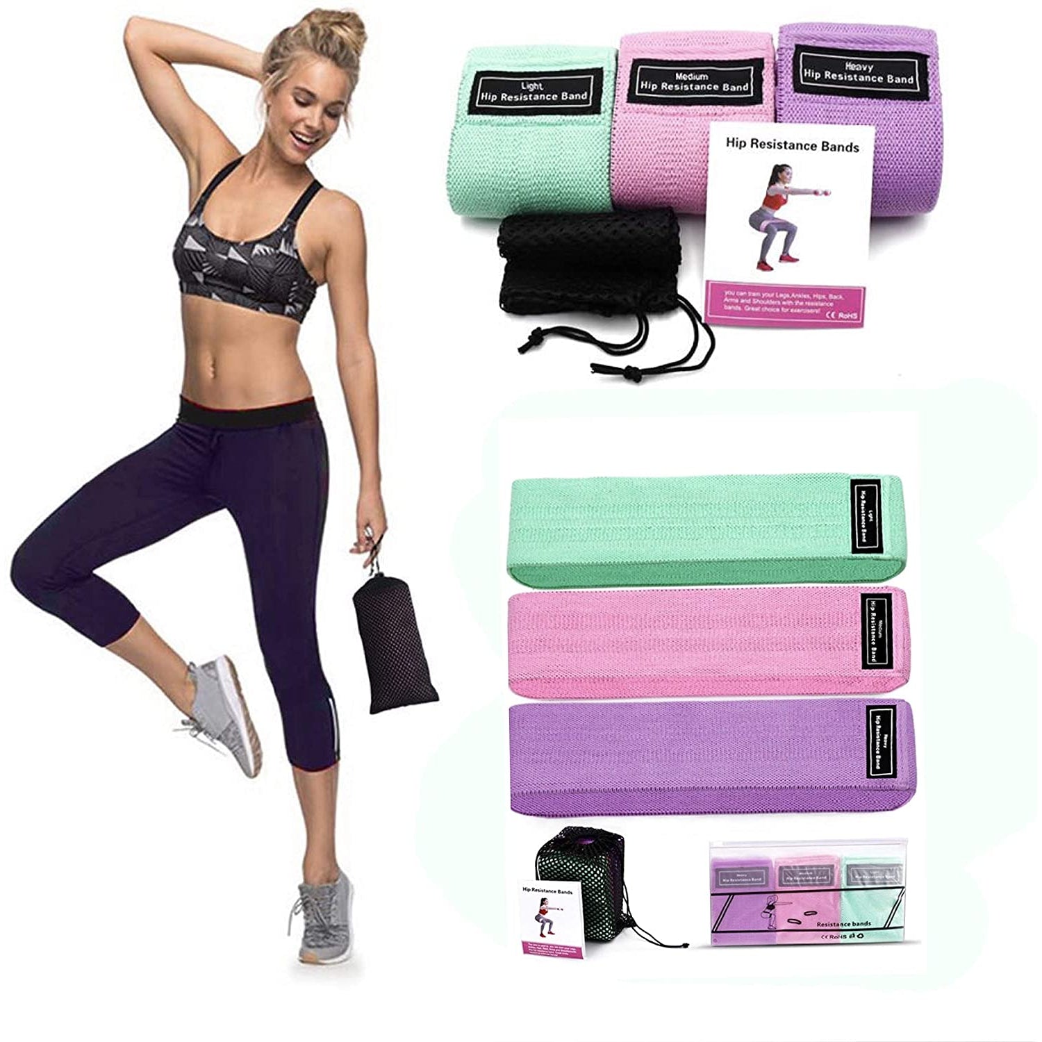 Set 3 Bandas Elasticas para Piernas y Gluteos